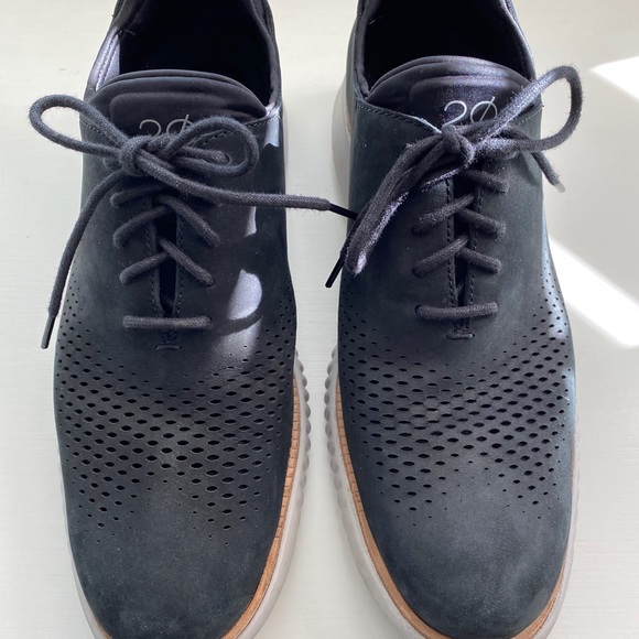Cole Haan Zerogrand Black Suede Wingtip Oxfords - Picture 7 of 14